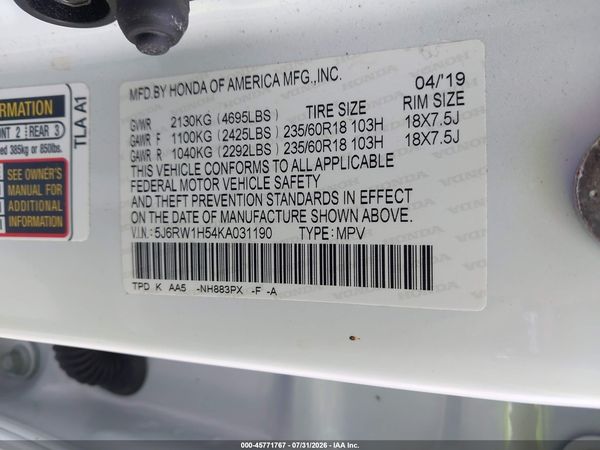 2019 HONDA CR-V EX