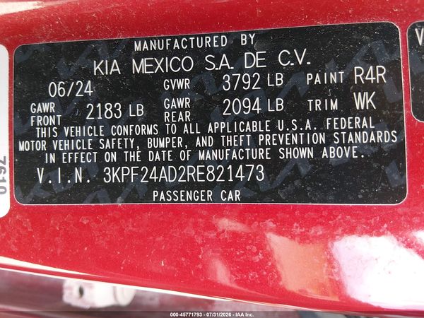 2024 KIA FORTE LXS