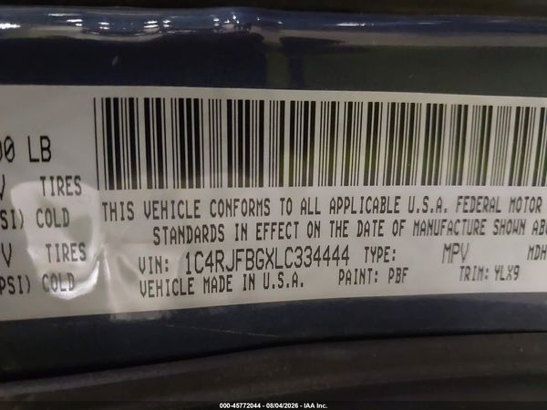 2020 JEEP GRAND CHEROKEE LIMITED X 4X4