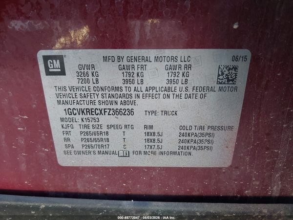 2015 CHEVROLET SILVERADO 1500 LT — I9