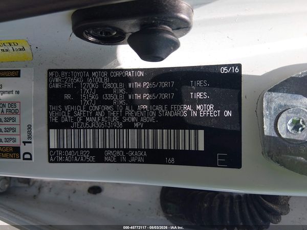 2016 TOYOTA 4RUNNER SR5 PREMIUM