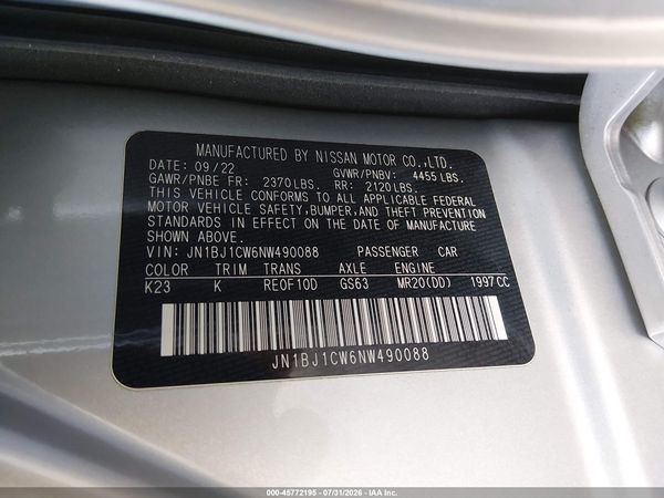 2022 NISSAN ROGUE SPORT SL AWD XTRONIC CVT — I9