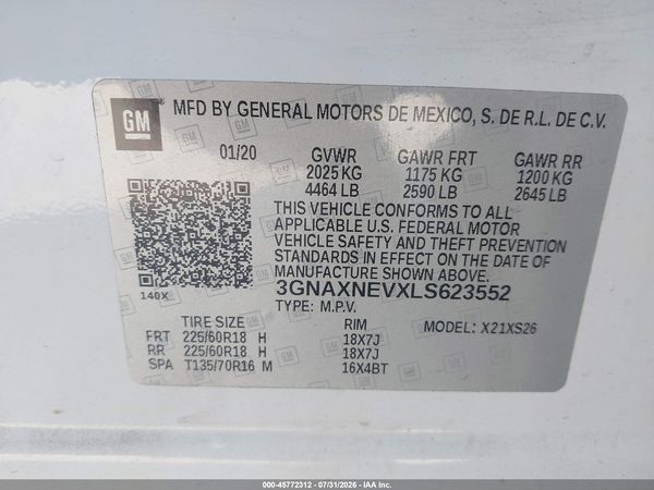 2020 CHEVROLET EQUINOX FWD PREMIER 1.5L TURBO — I9