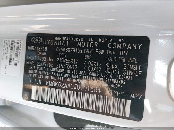 2018 HYUNDAI KONA SEL