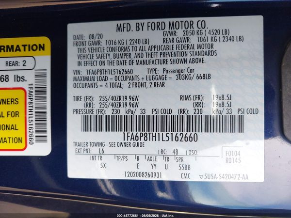 2020 FORD MUSTANG