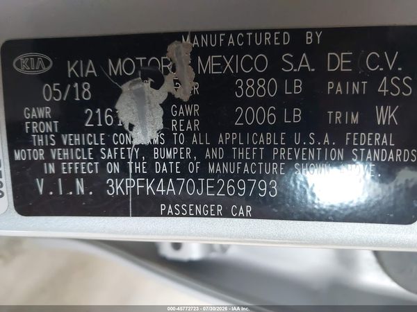 2018 KIA FORTE LX