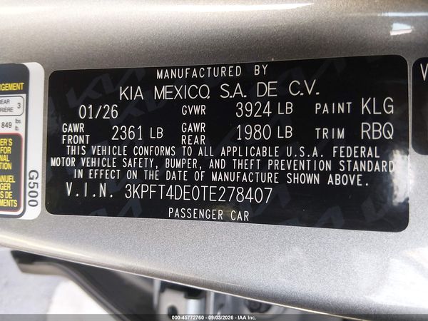 2026 KIA K4 LXS — I9