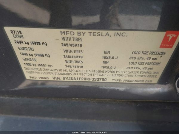 2019 TESLA MODEL S