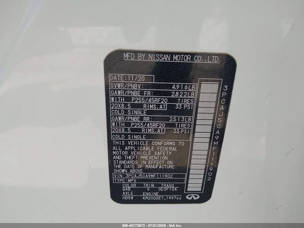 2021 INFINITI QX50 SENSORY