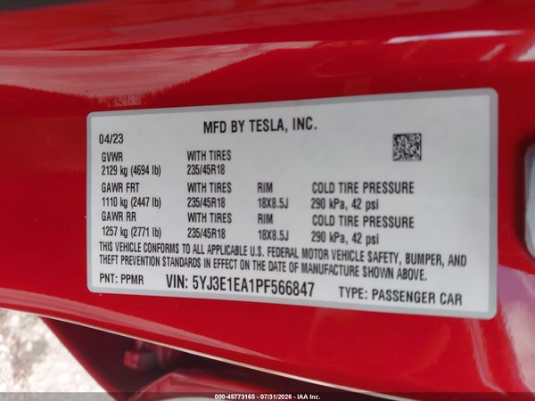 2023 TESLA MODEL 3 REAR-WHEEL DRIVE