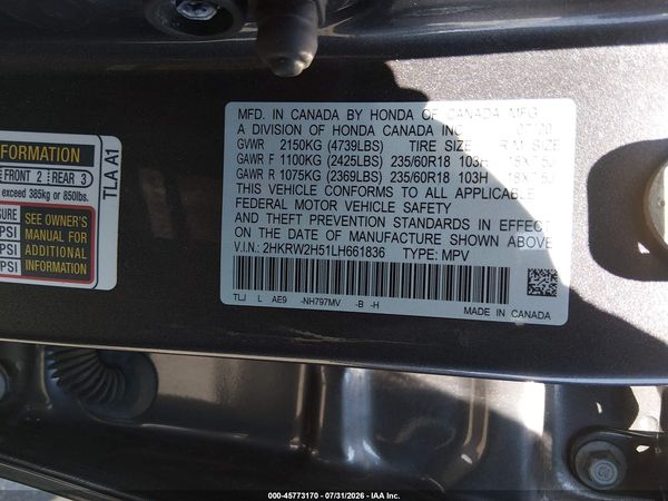 2020 HONDA CR-V AWD EX — I9