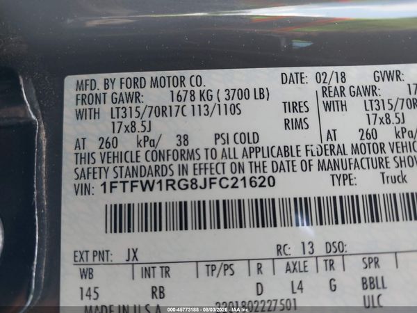 2018 FORD F-150 RAPTOR
