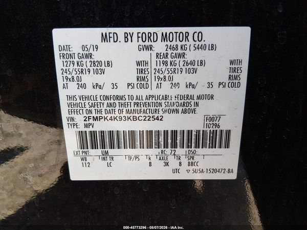 2019 FORD EDGE TITANIUM — I9