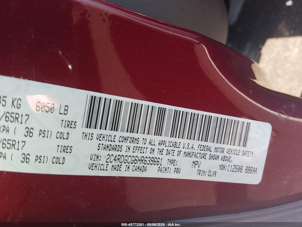 2017 DODGE GRAND CARAVAN SXT — I9