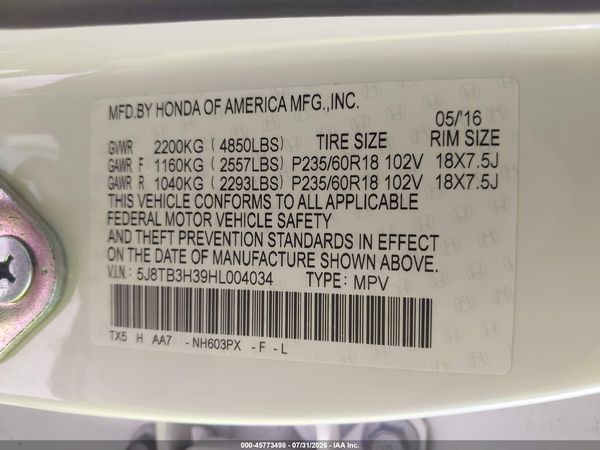 2017 ACURA RDX ACURAWATCH PLUS PACKAGE