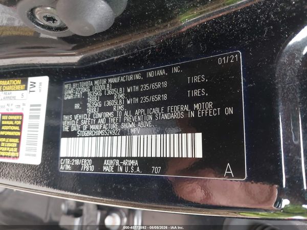 2021 TOYOTA HIGHLANDER HYBRID XLE