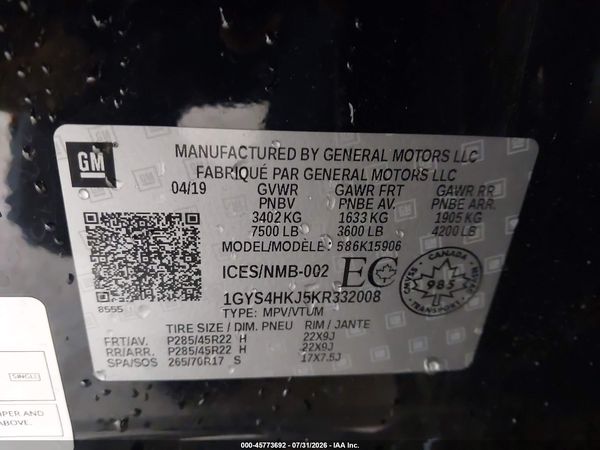 2019 CADILLAC ESCALADE ESV LUXURY