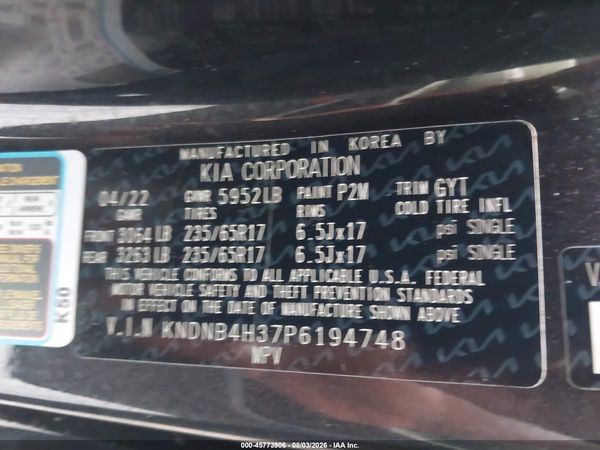 2023 KIA CARNIVAL MPV LX SEAT PACKAGE