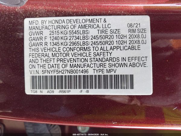 2022 HONDA PILOT 2WD SPECIAL EDITION