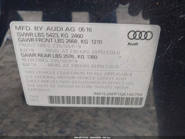 2016 AUDI Q5 2.0T PREMIUM