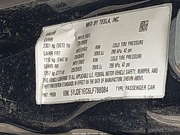 2020 TESLA MODEL 3