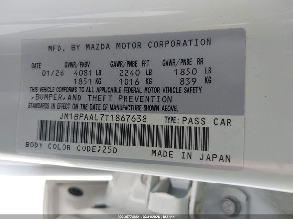 2026 MAZDA MAZDA3 2.5 S