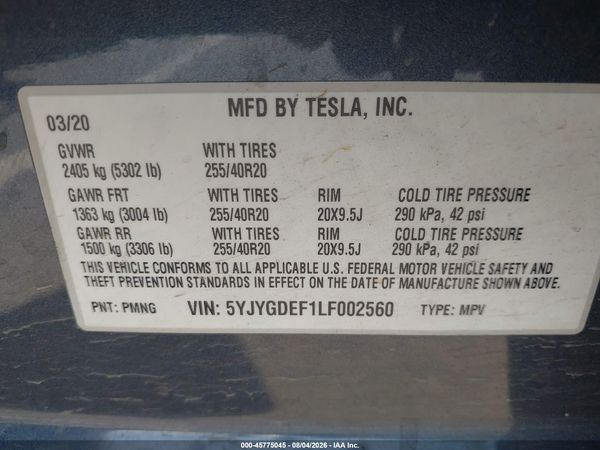 2020 TESLA MODEL Y