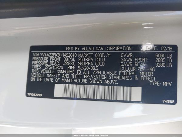 2019 VOLVO XC90 T6 MOMENTUM