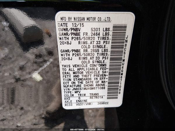 2016 INFINITI QX70