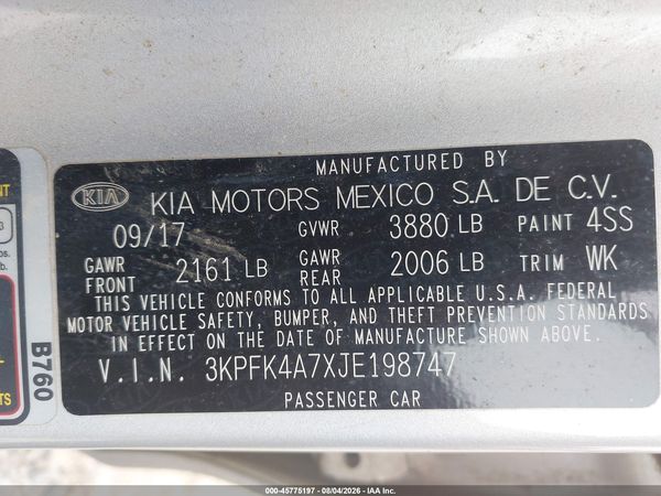2018 KIA FORTE LX
