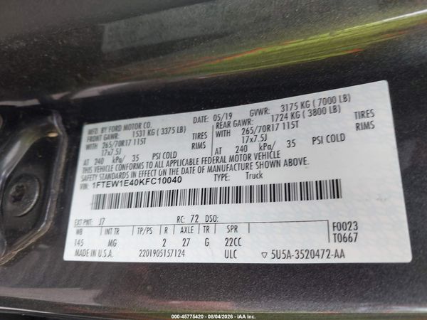 2019 FORD F-150 XLT