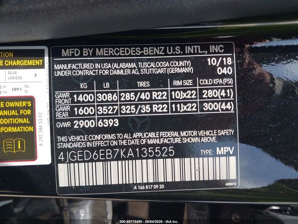 2019 MERCEDES-BENZ AMG GLE 43 COUPE 4MATIC