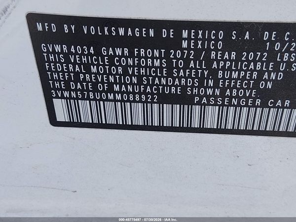2021 VOLKSWAGEN JETTA 1.4T R-LINE/1.4T S — I9