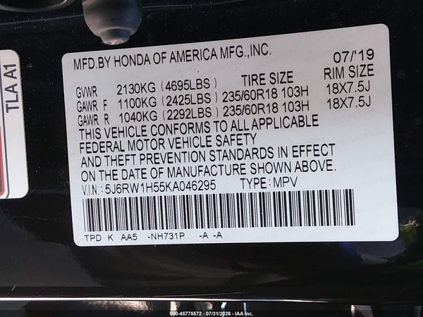 2019 HONDA CR-V EX