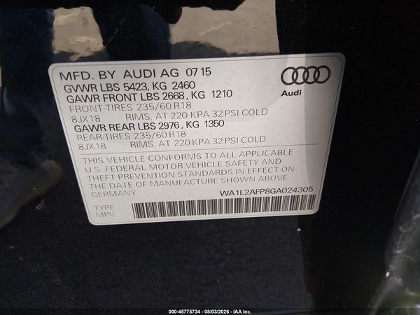 2016 AUDI Q5 2.0T PREMIUM