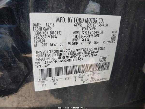 2017 FORD EDGE TITANIUM — I9