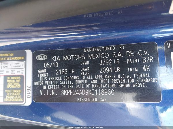 2019 KIA FORTE LXS