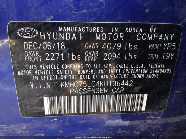 2019 HYUNDAI IONIQ HYBRID SEL