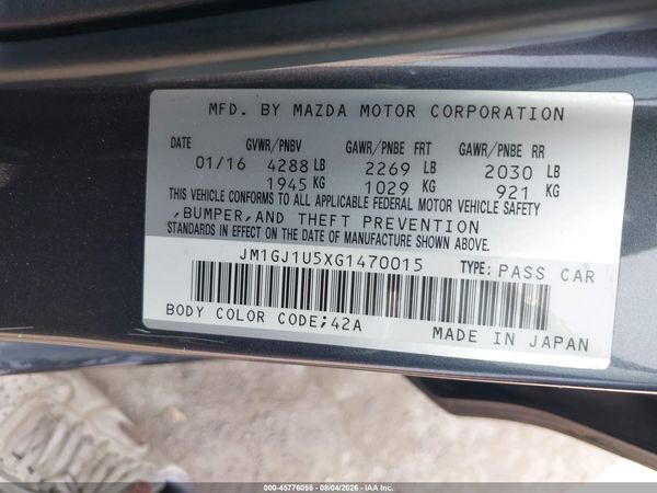 2016 MAZDA MAZDA6 I SPORT