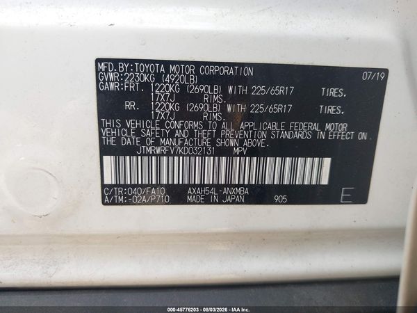 2019 TOYOTA RAV4 HYBRID XLE