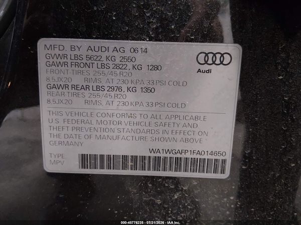2015 AUDI Q5 3.0T PREMIUM PLUS
