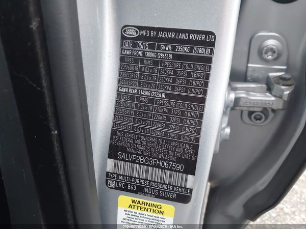 2015 LAND ROVER RANGE ROVER EVOQUE PURE