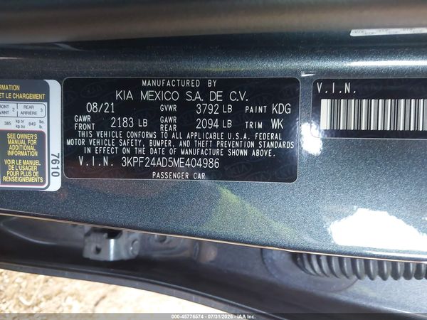 2021 KIA FORTE LXS