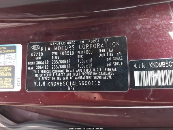 2020 KIA SEDONA EX