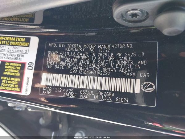 2023 LEXUS ES 350 F SPORT HANDLING