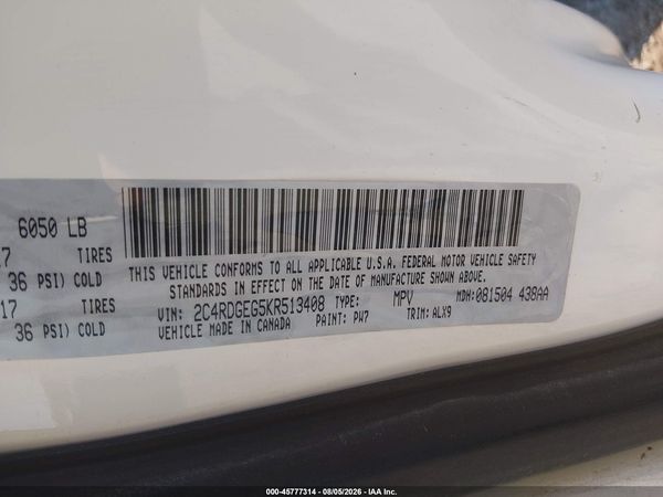 2019 DODGE GRAND CARAVAN GT — I9