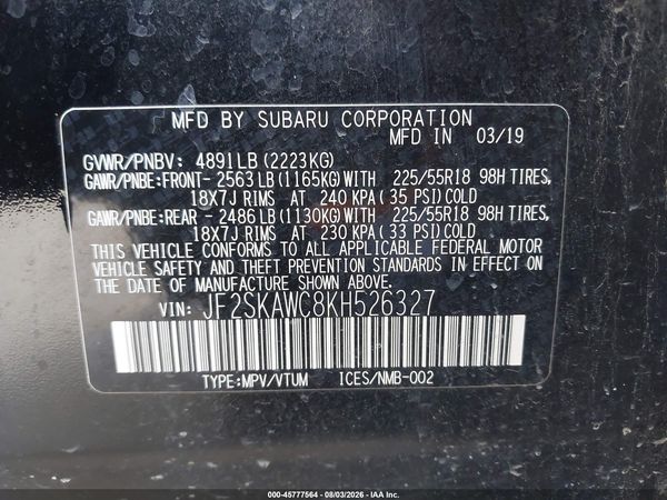 2019 SUBARU FORESTER TOURING