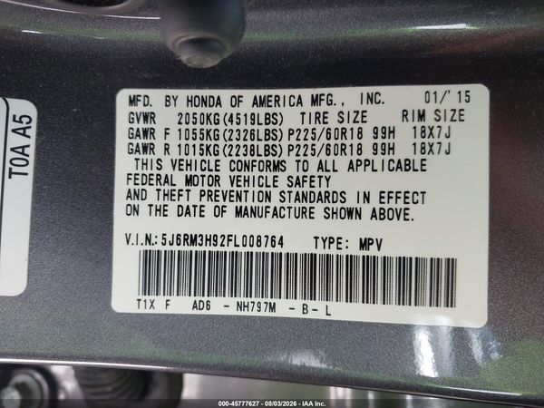 2015 HONDA CR-V TOURING