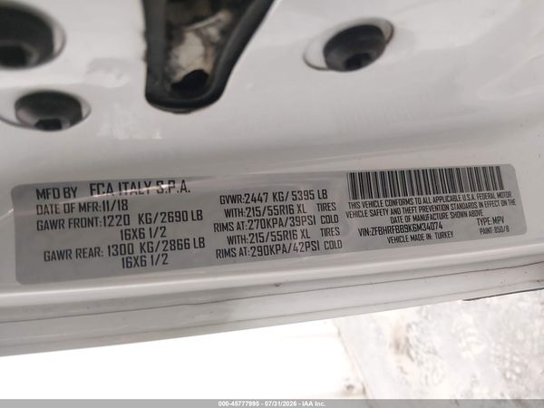 2019 RAM PROMASTER CITY SLT