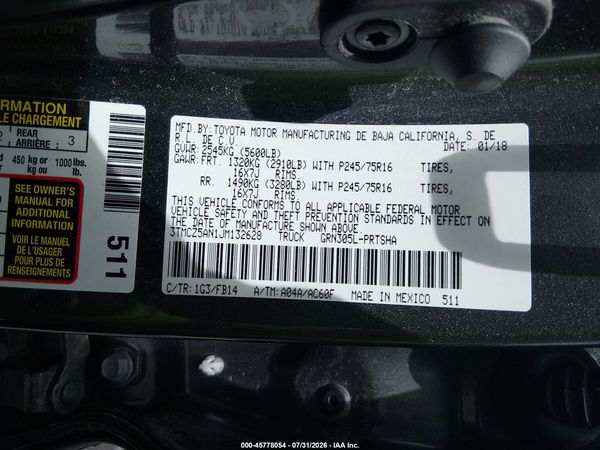 2018 TOYOTA TACOMA SR V6